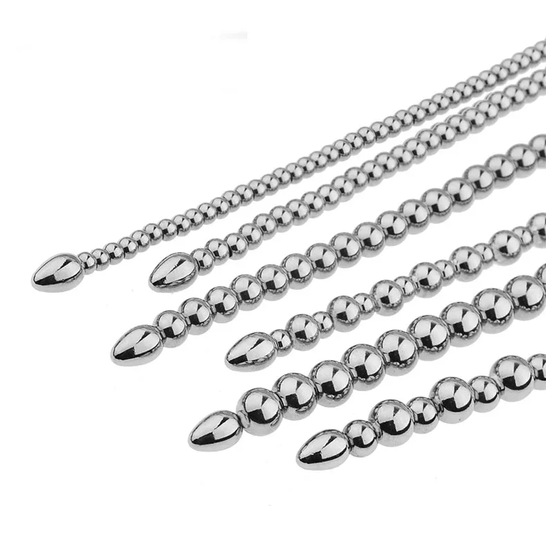 Extra long adjustable urethral beads sounding rod stainless steel male chastity urethral catheter for men