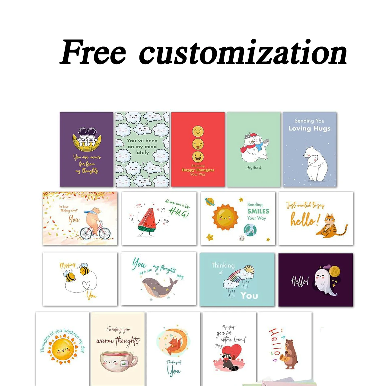 Cute cartoon patterns customized printing business Invitation Birthday party greeting card custom Blank card