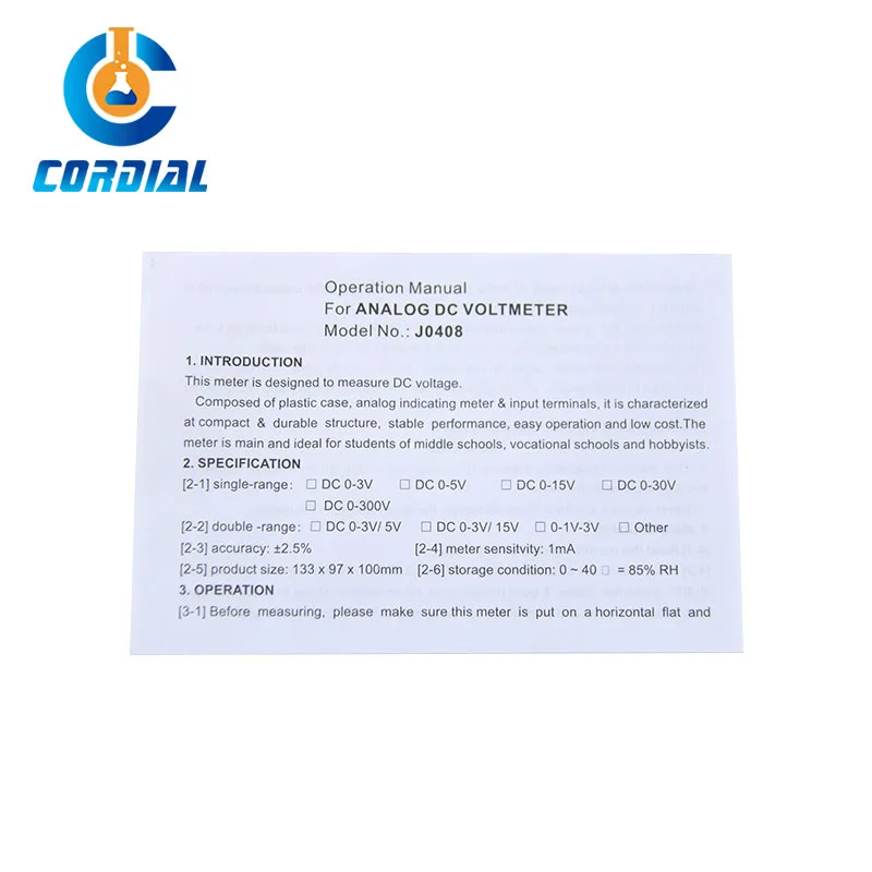 CORDIAL Physical educational electrical circuit experiment equipment analog dc ammeter digital dc voltmeter ammeter