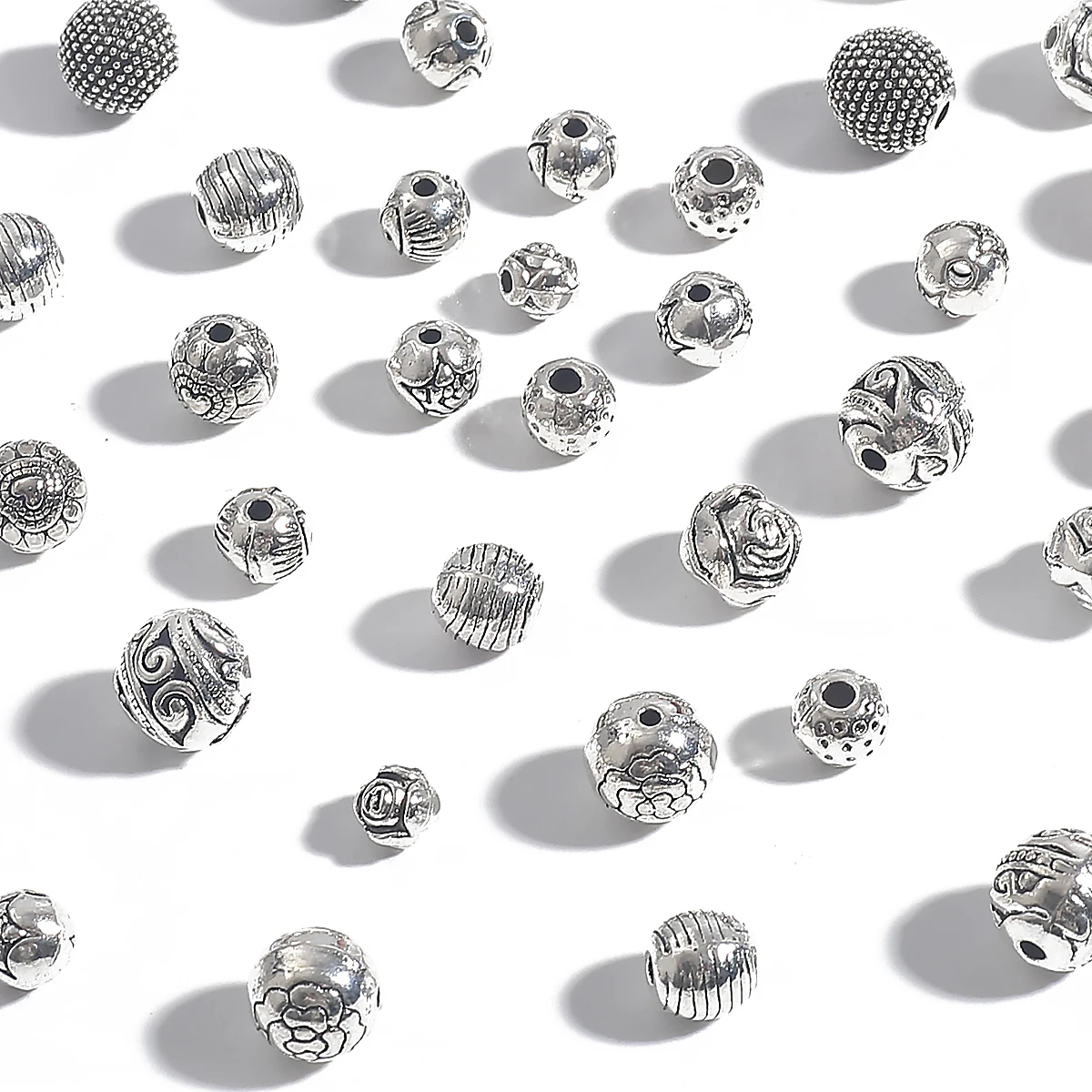 Wholesale 10-50Pcs/bag Antique Silver Spacer Beads Loose Beads For DIY Necklace Bracelet Findings Making