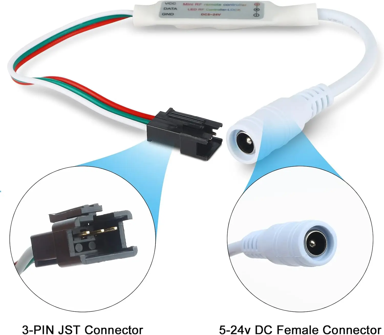 eSann LED Controller, RF Wireless Remote Mini LED Controller 5V/12V/24V DC for WS2812 WS2811 Dream Color RGB LED Strip Light