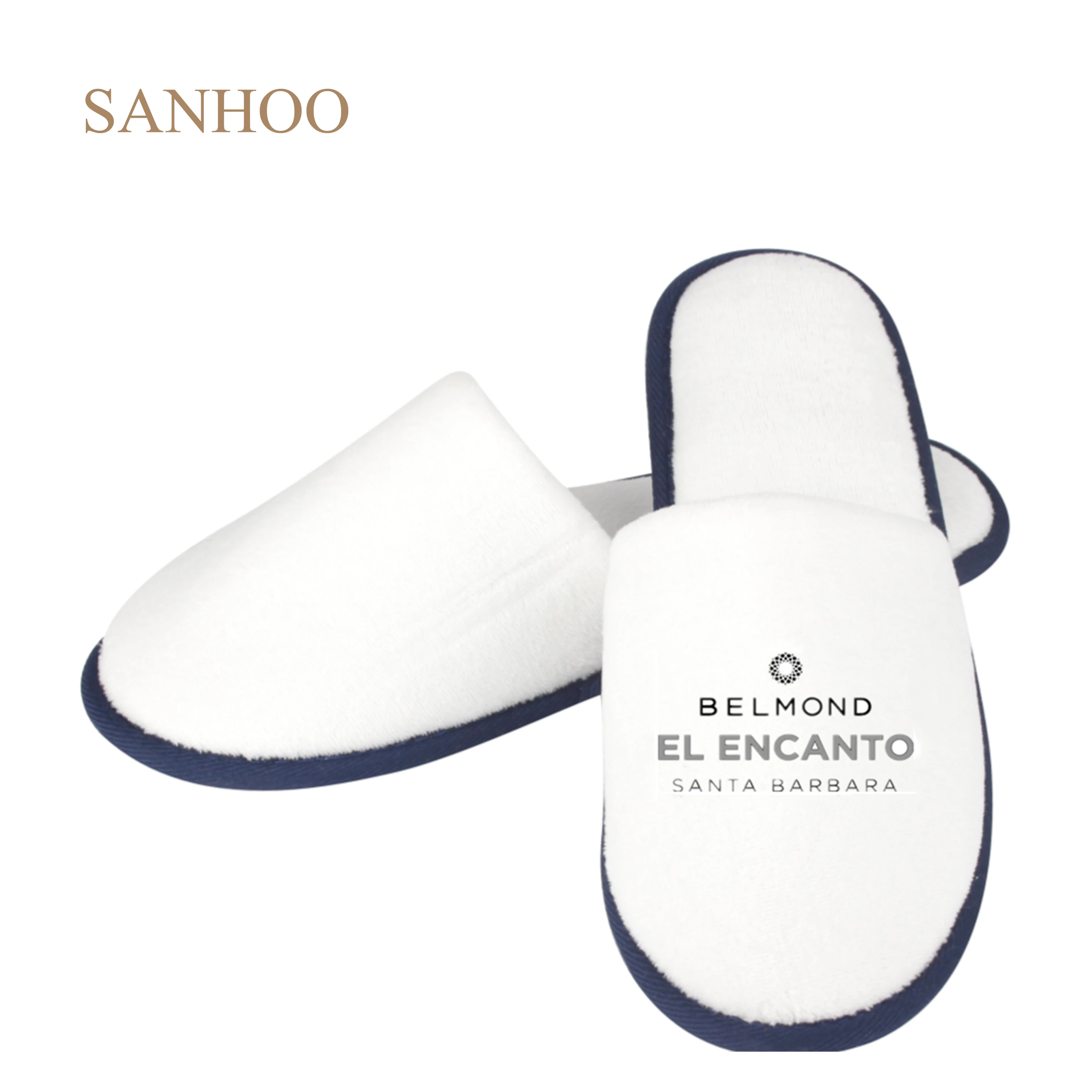 SANHOO Luxury Hotel Disposable Slippers Anti-slip Super Soft Embroidery Logo Slippers Unisex Hotel Slippers