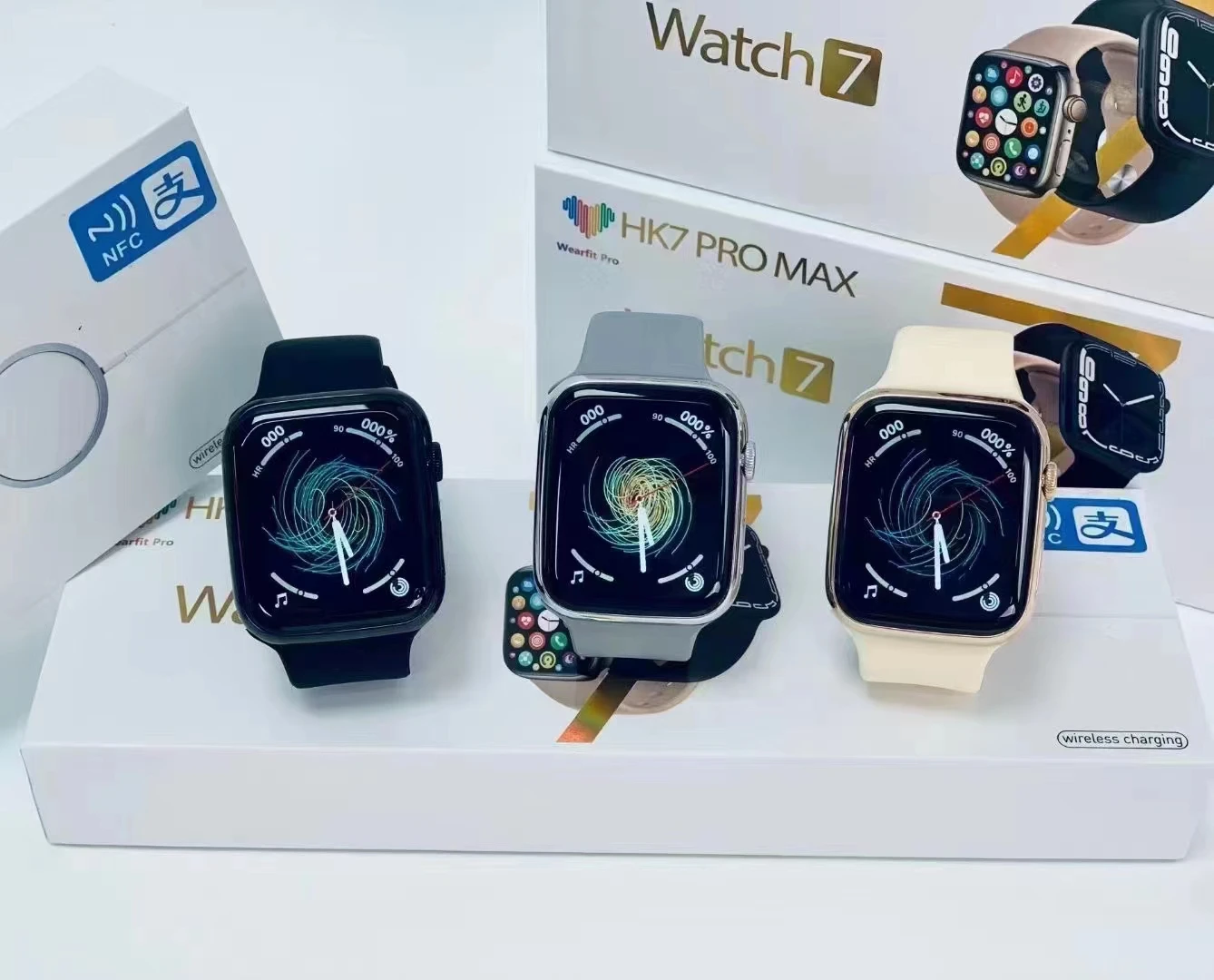 2022 HK7 PRO MAX smart watch payment NFC Music health monitor waterproof GPS smartwatch PK M7 max DT No1 HW7 max IWO8 S7 i7pro+