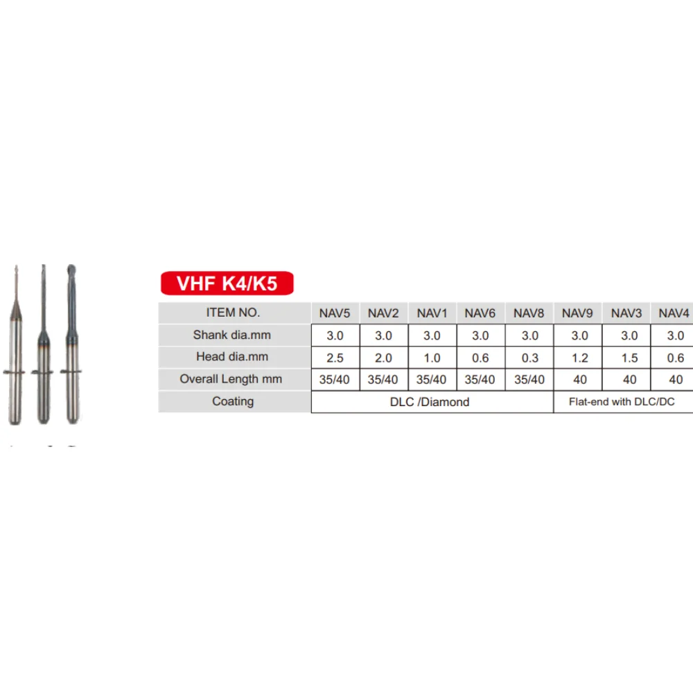 CAD/CAM Dental bur VHF Zirconia Milling Burs