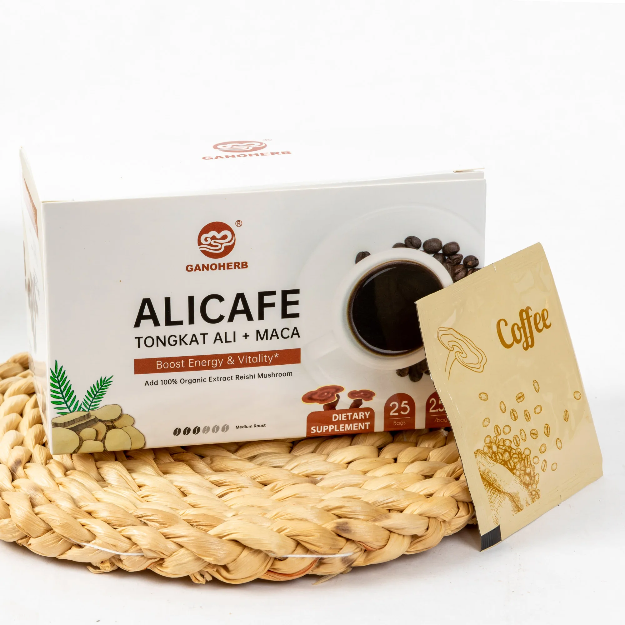 Instant Ganoderma Coffee with Tongkat Ali  Maca Root Extract Powder  Energy Coffee for Men  Vitality