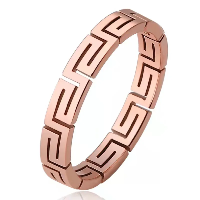 4MM Great Wall Pattern Ring Design Fine Jewelry Rings Wholesale Gold Stainless Steel Plated Latest Simple for Women Men 10pcs