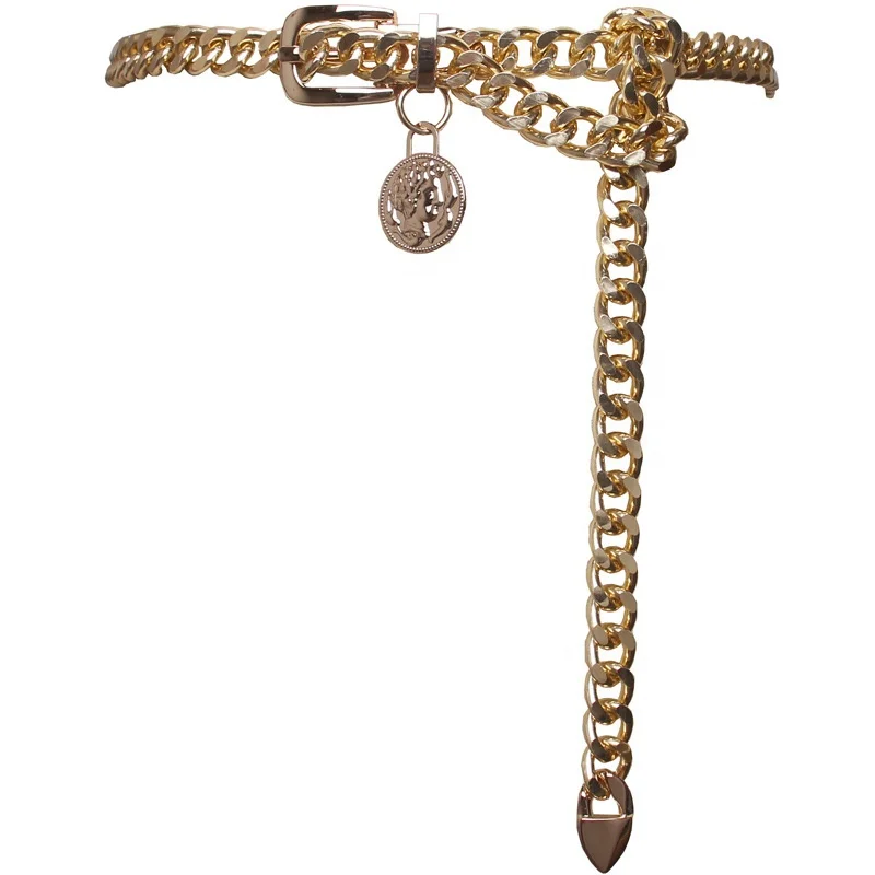 Thick chain hanging gold coin fashion skirt waist chain female decorative dress classic belt sweater belt chain