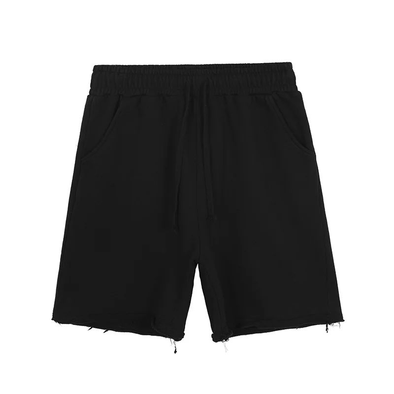 wholesale summer men youth 100% cotton casual raw edge Bermuda distress washed vintage shorts