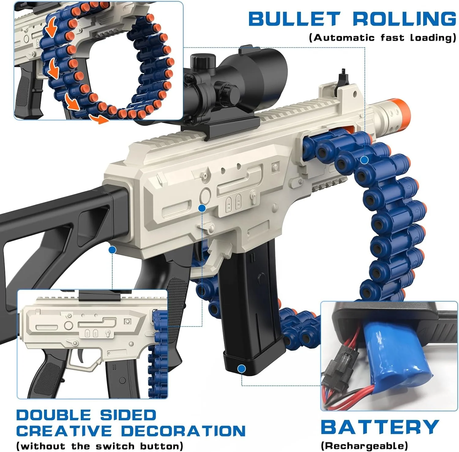 2024 NEW AK47 Electric Submachine Airsoft Gun,Toy Blaster With 30 Foam Darts and 15 Foam Clips,Outdoor Shooting Game Toys 6-12