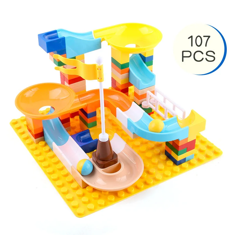 344/514pcs ABS Plastic Marble Run Plastic Race Kids Educational Creative Track Maze Slideway Toy Track Building Blocks Gift