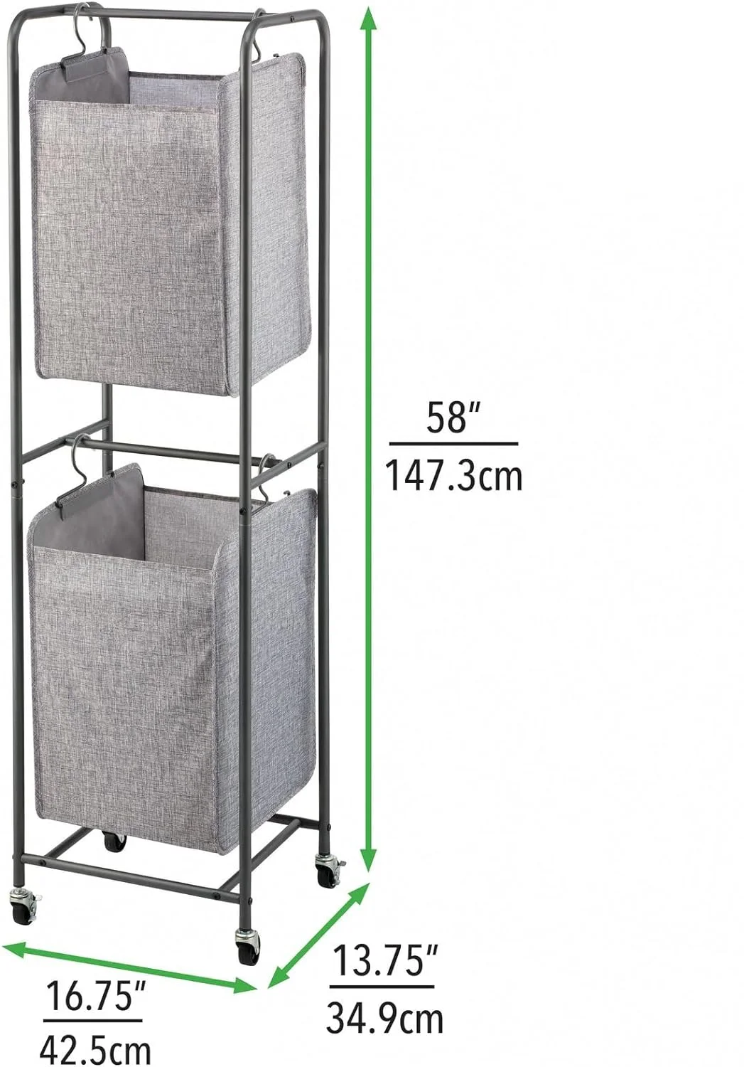 Bathroom Laundry Room Organization 2 Removable Laundry Bags Laundry Hamper Basket With Wheels