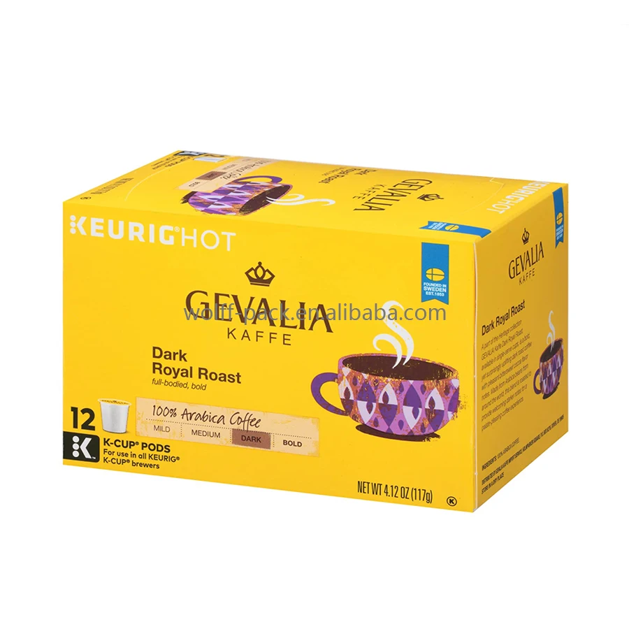Черные 12Ct K-Cup кофейные упаковочные коробки с черной картой г/м2