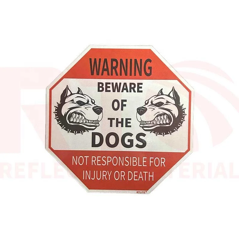 Custom Safety Warning Sign Aluminium BEWARE OF DOG DANGER NO SMOKING Printing Reflector Stickers Reflective Sign Board