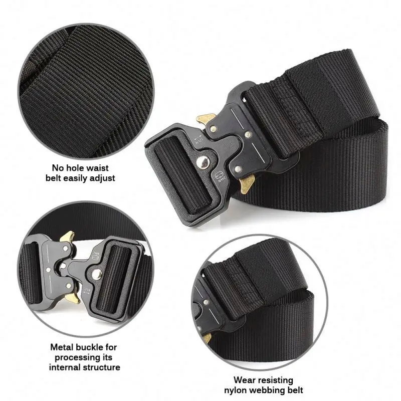 Nylon Tactical Belts Waist Belt with Metal Buckle Adjustable Hvy Duty Training Waist Belt Hunting Tactical