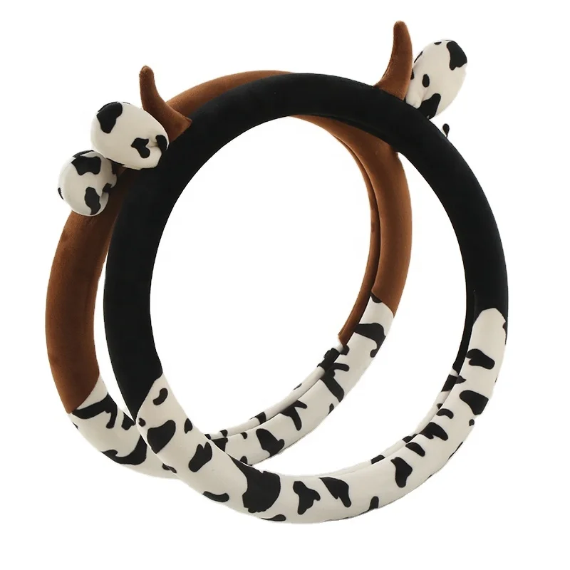 Manufacturer wholesale car interior GM can customize Plush flocking cow pattern with ear steering wheel cover