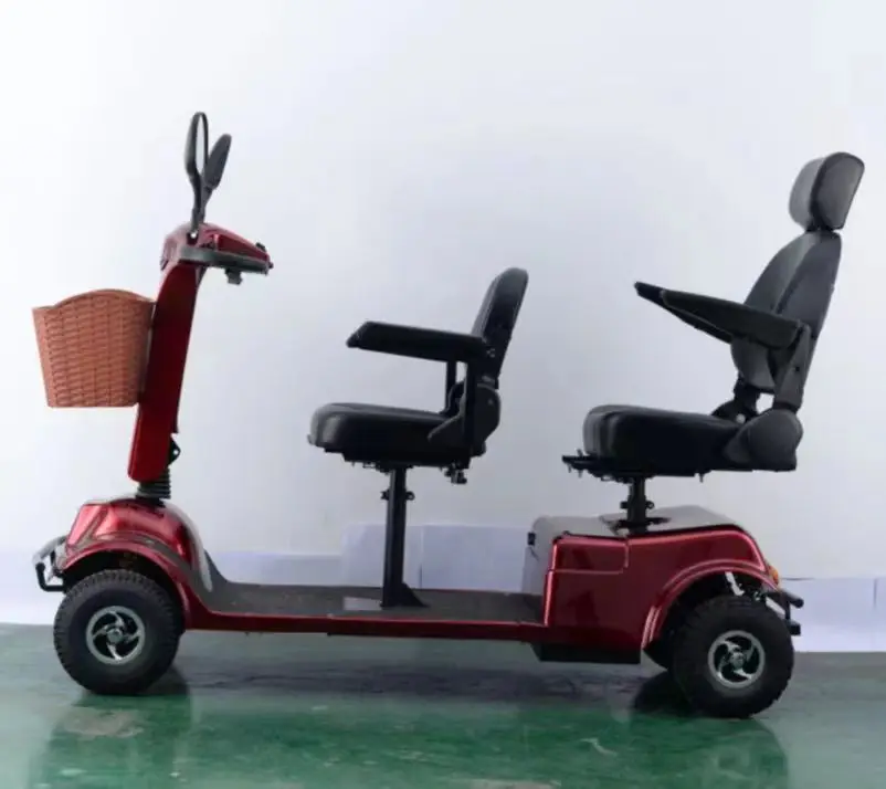 New design cheap double seats big power four wheels mobility scooter with double shock absorber can go 20KM for elderlys