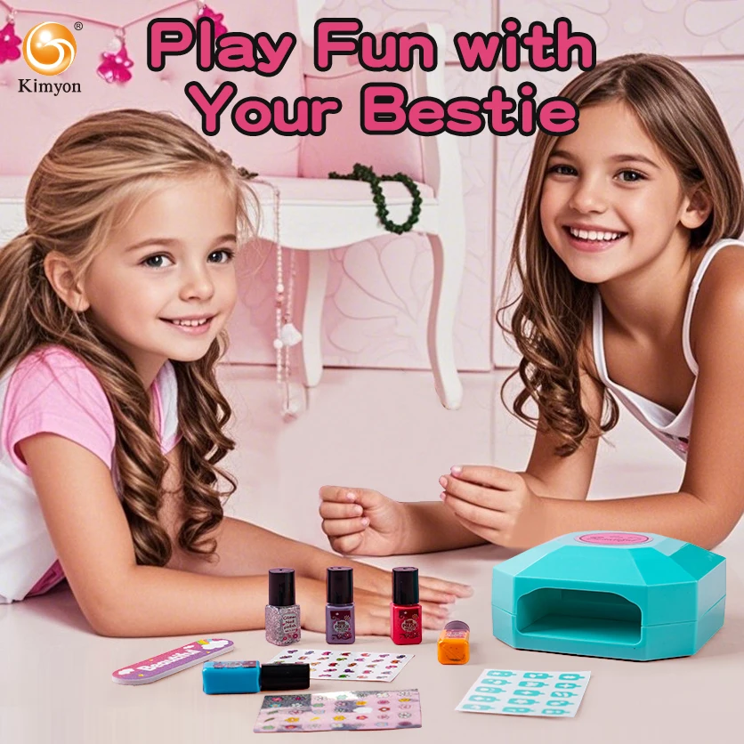 Kimyon S&Li Kids Nail Polish Set For Kids Dryer Makeup Kit Nail Art Salon Set for Girls Children SPA Manicures Cosmetics Gifts