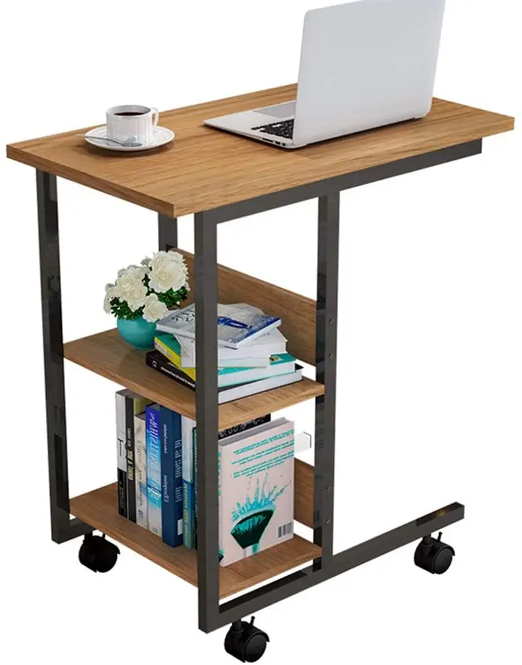 Modern Multi-Functional Furniture Small Computer Table Living Room Sofa Side Table Steel Wood C Shape Coffee Table Design