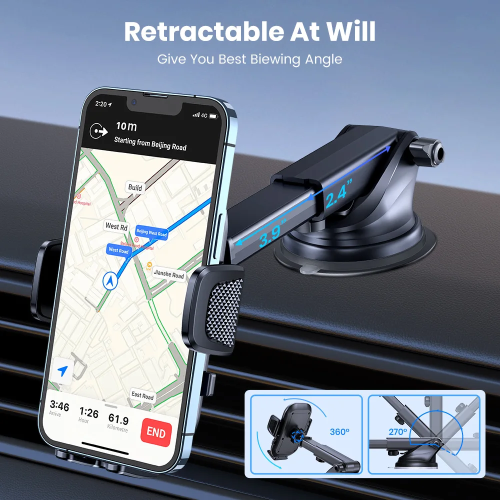 New Trending Flexible Car Windshield Dashboard Strong Sticky Suction Cup Mobile Phone Holders Bracket Car Phone Holder