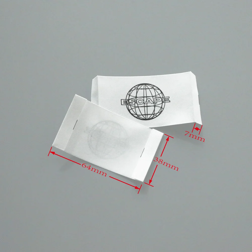 Индивидуальный логотип на одежду, этикетка, 100% органический хлопок, жаккардовая атласная тканая этикетка высокой плотности