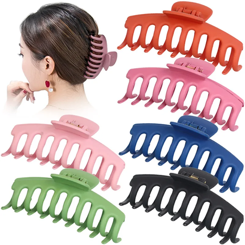 11cm Large Korean Hairgrips Frosted Banana Hair Clips Plastic claw clips Nonslip hair clamp Hair Claw Clips Women Matte