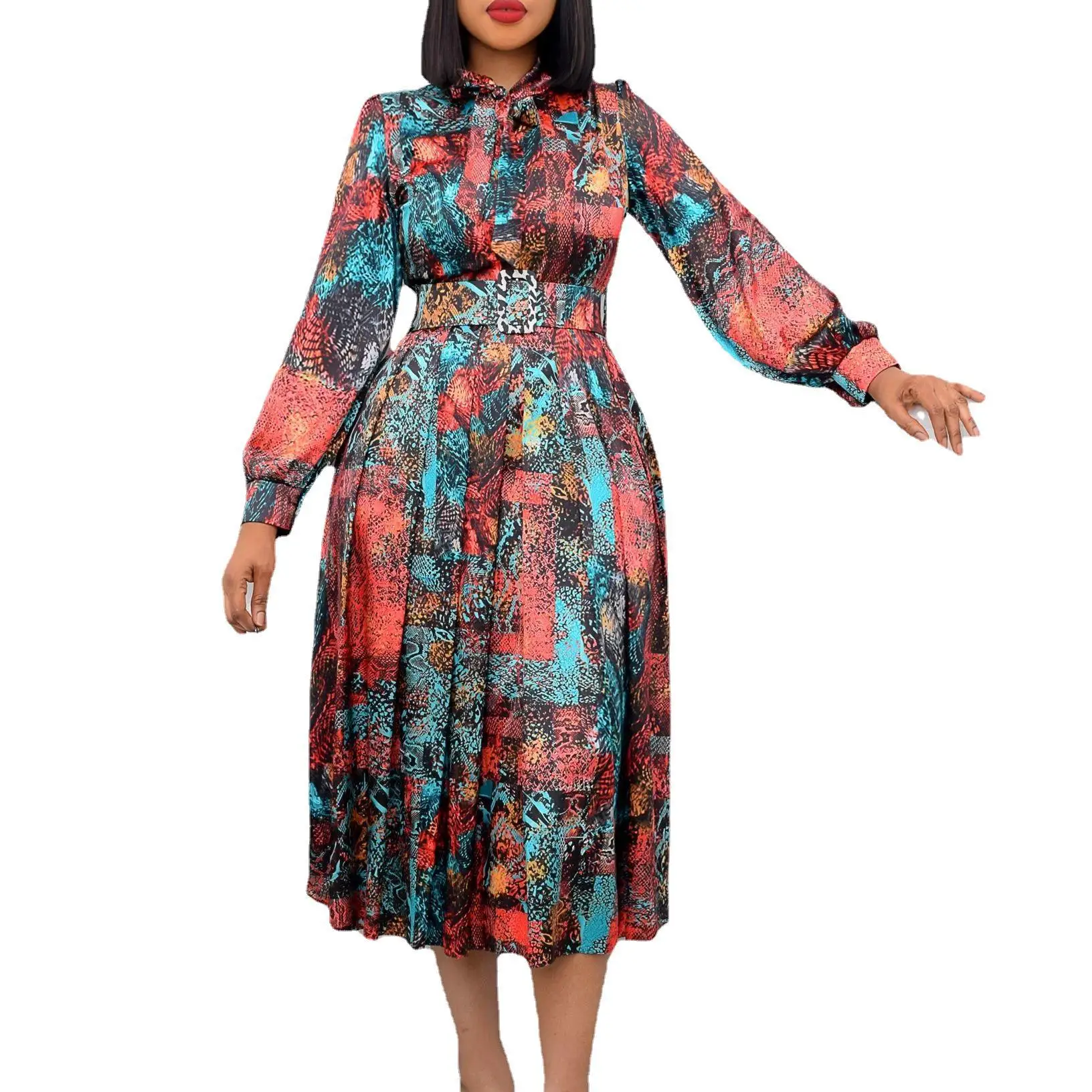 autumn 2022 new arrivals women clothes printed elegant casual office dress ladies fashion dresses plus size club dress
