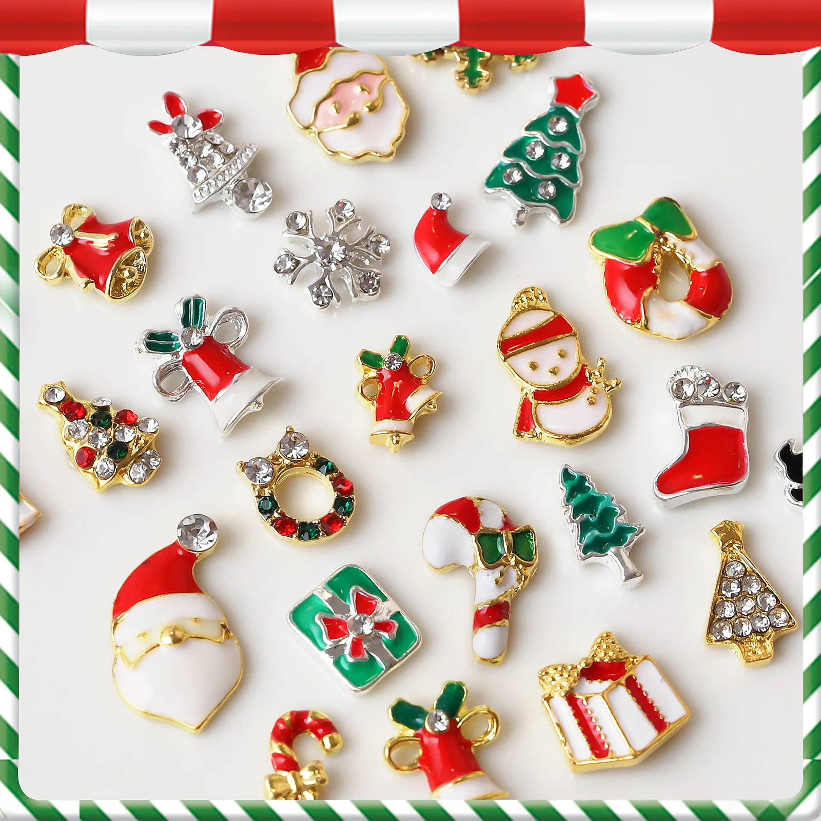 Wholesale Alloy Nail Decoration Rhinestones Christmas nail art accessories Moose Christmas Tree Snowman Nail Decoration