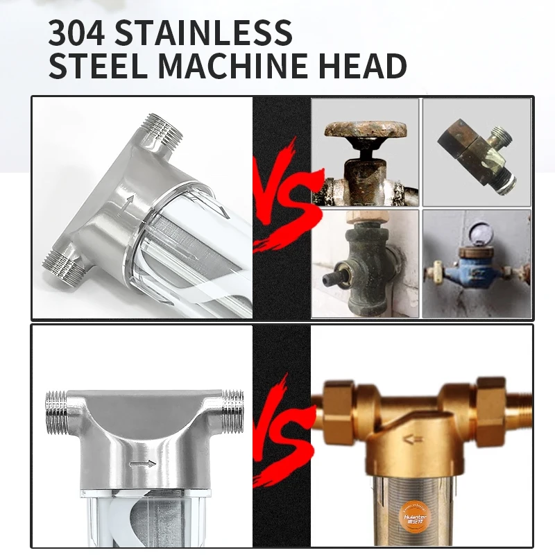 304 Stainless Steel Water prefilters Large Flow Household drink Tap water filter Central Whole House Water Purifier Backwashing