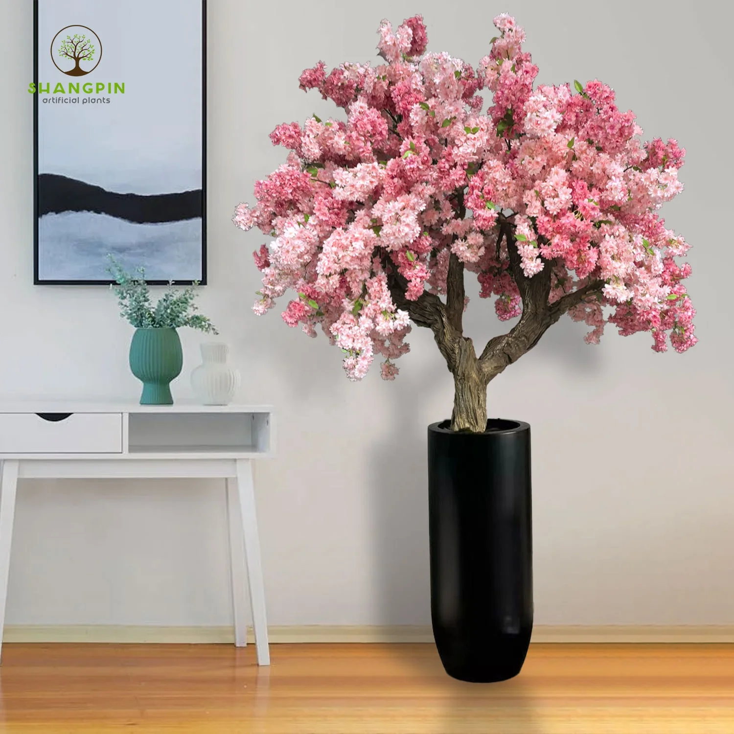 100% Handmade DIY Fake 2*2 Meters Artificial Cherry Blossom Tree Bonsai Sakura Tree With Pot for Indoor Home Living Room Decor