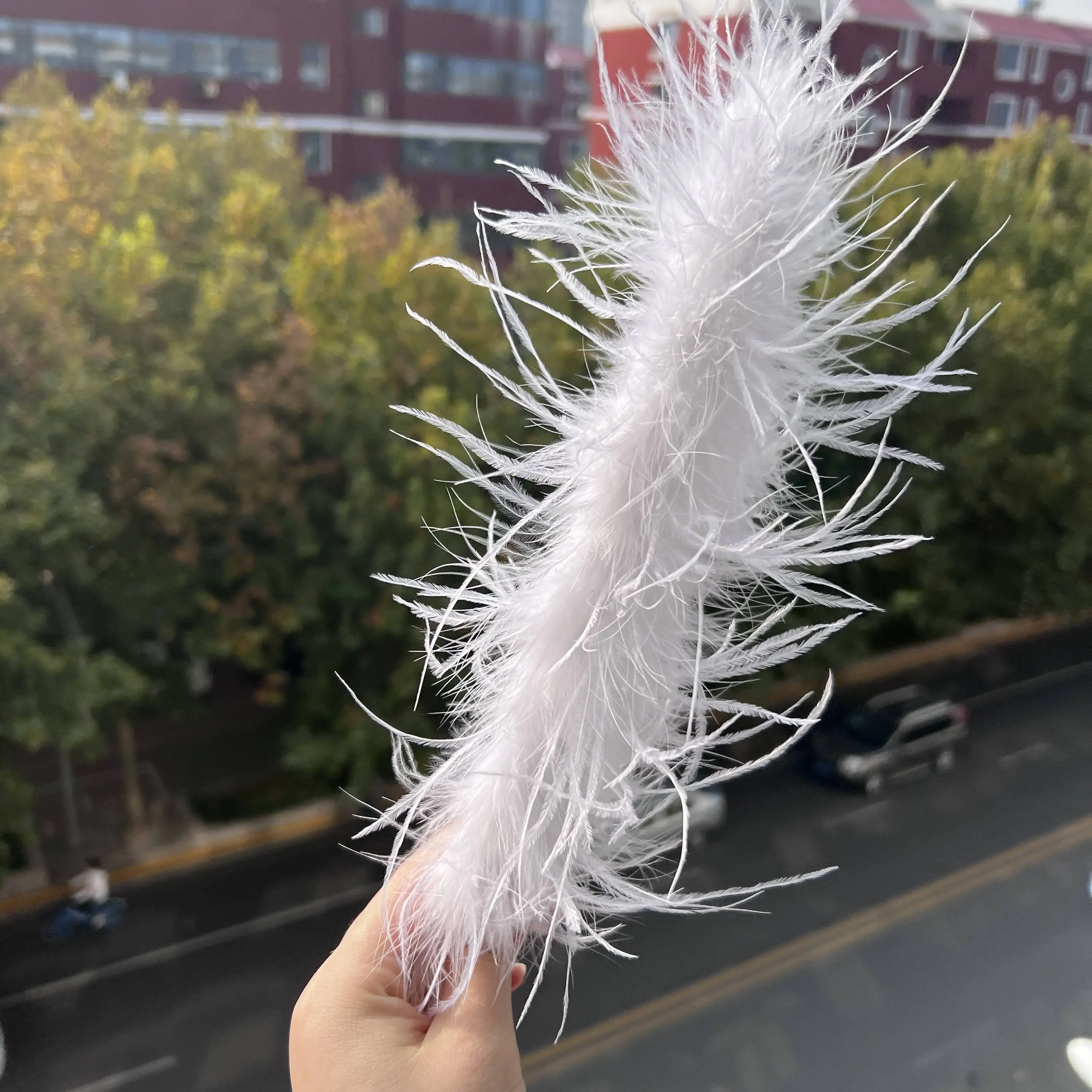 Fluffy Luxuriate Red Ribbon Feathers Sewing Fringe Trim Ostrich Boa Feather for Christmas Party Pajamas Set Dress Suits Cuff