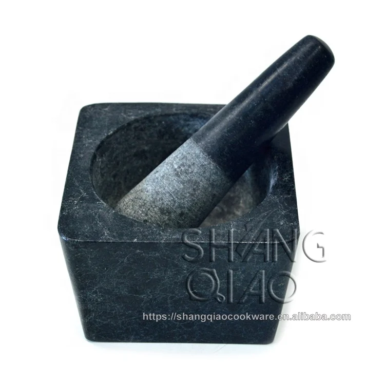 
Polished Surface Square Mortar and Pestle Set Granite 