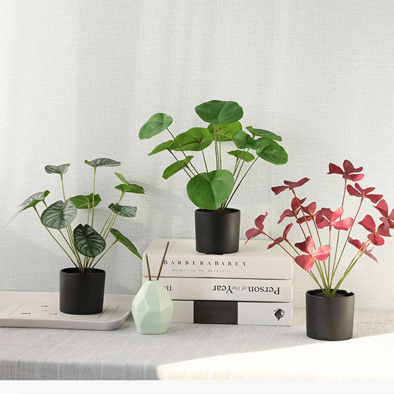 Wholesale Artificial Plant Small Green Potted Amazon Hot Selling Faux Monstera Bonsai For Home Garden Decorative