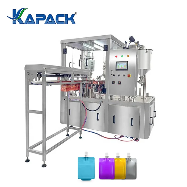 KAPACK High Productivity Laundry Detergent Spout Pouch Filling Machine Liquid Soap Packaging Pouch With Spout Packing Machine