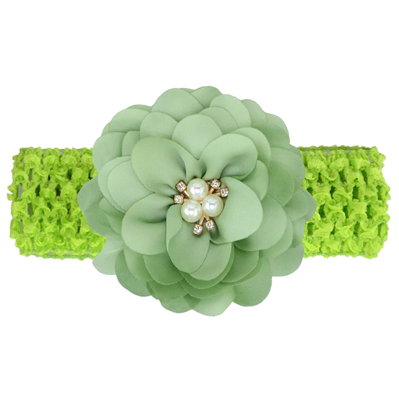 Knitted Hair Band Handmade Boutique Pearl Flower Knitted Hairband for Children Headwear Hair Accessories