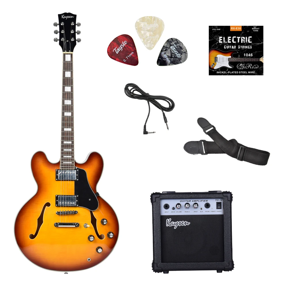 Kaysen musical instrument electric guitar combo set oem  solo electric semi hollow guitar