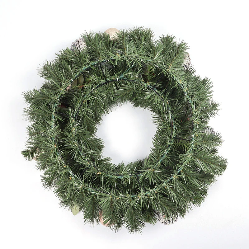 New Design 24 Inch Wreath Supplier With Pine Cone Ornaments Christmas Ball Wreath For Front Door