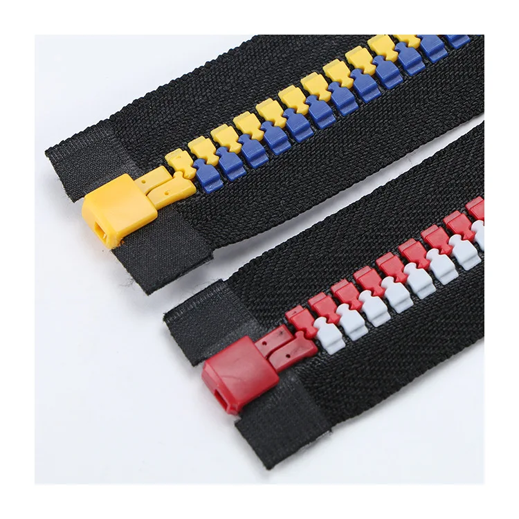 5#8#Letter tooth resin zipper Track teether tooth zipper Contrast color colorful English text tooth plastic zipper long chain