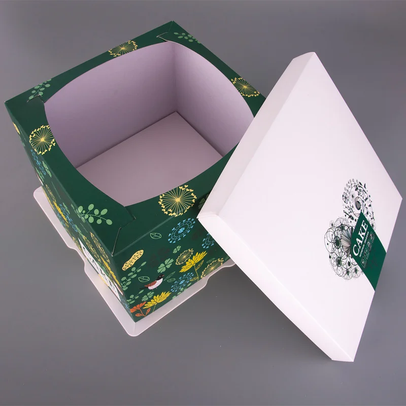 Custom Printing Eco-friendly 350g white card Food Grade Cake Boxes Packaging