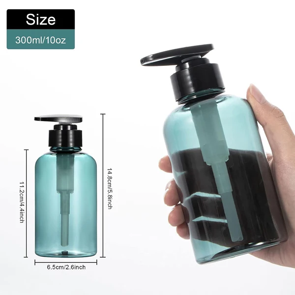 300ml 500ml Clear Blue Dispenser Pump Refillable Containers Empty Shampoo Conditioner Plastic Pump Bottle