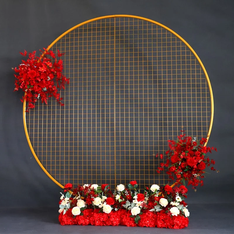 Round Mesh Flowers Wall Flowerwall Wedding Decor Garland Party Roblox Backdrop Stand Frame Arrangement