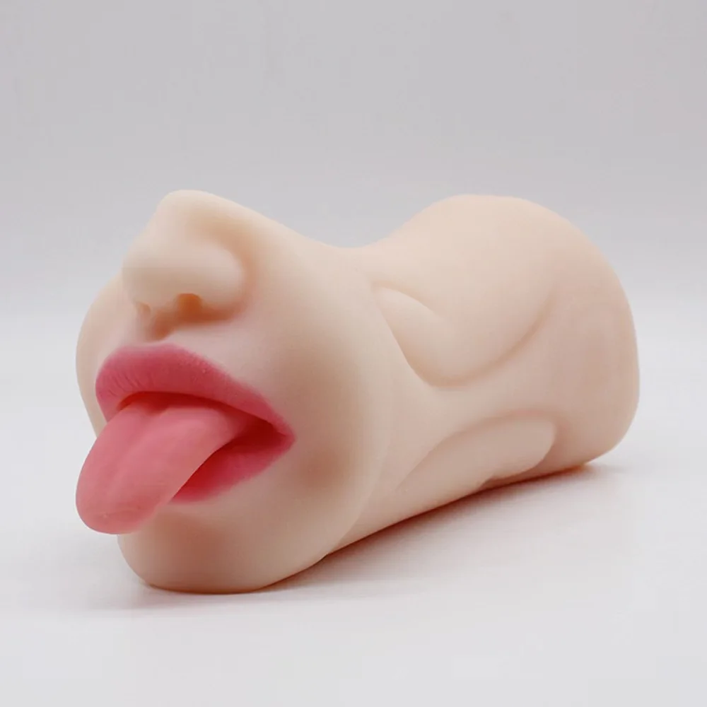 Double hole Oral 3D Airplane Cup Brown Deep Throat Elastic Odorless Realistic silicone vagina with nose
