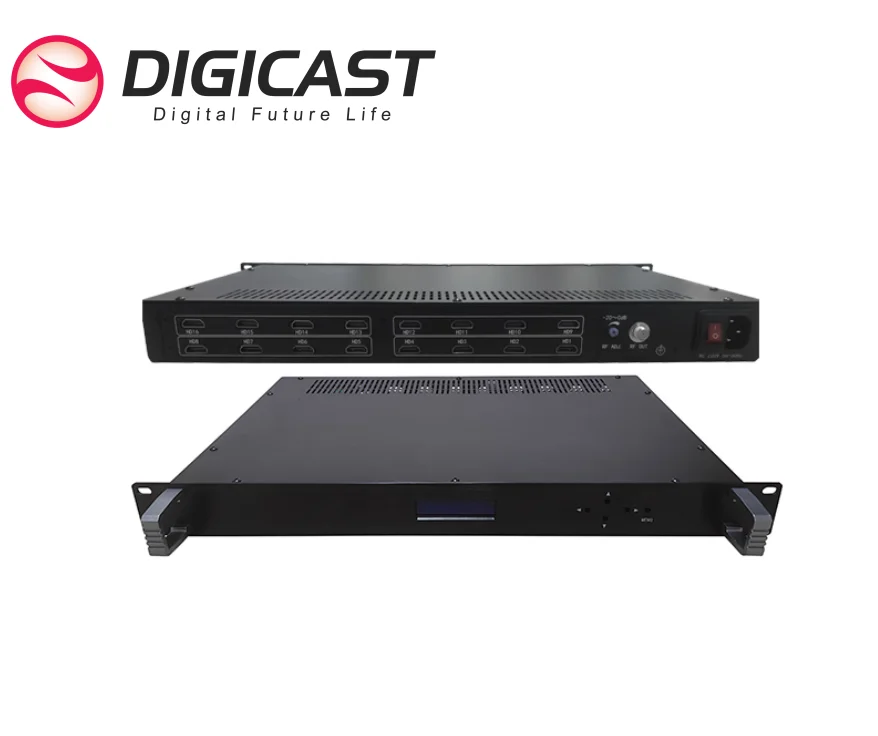 DMB 6100HE 1RU 4 8 12 16HD to Agile Modulator Analog NTSC or PAL RF Modulator CATV RF Cable TV Modulator