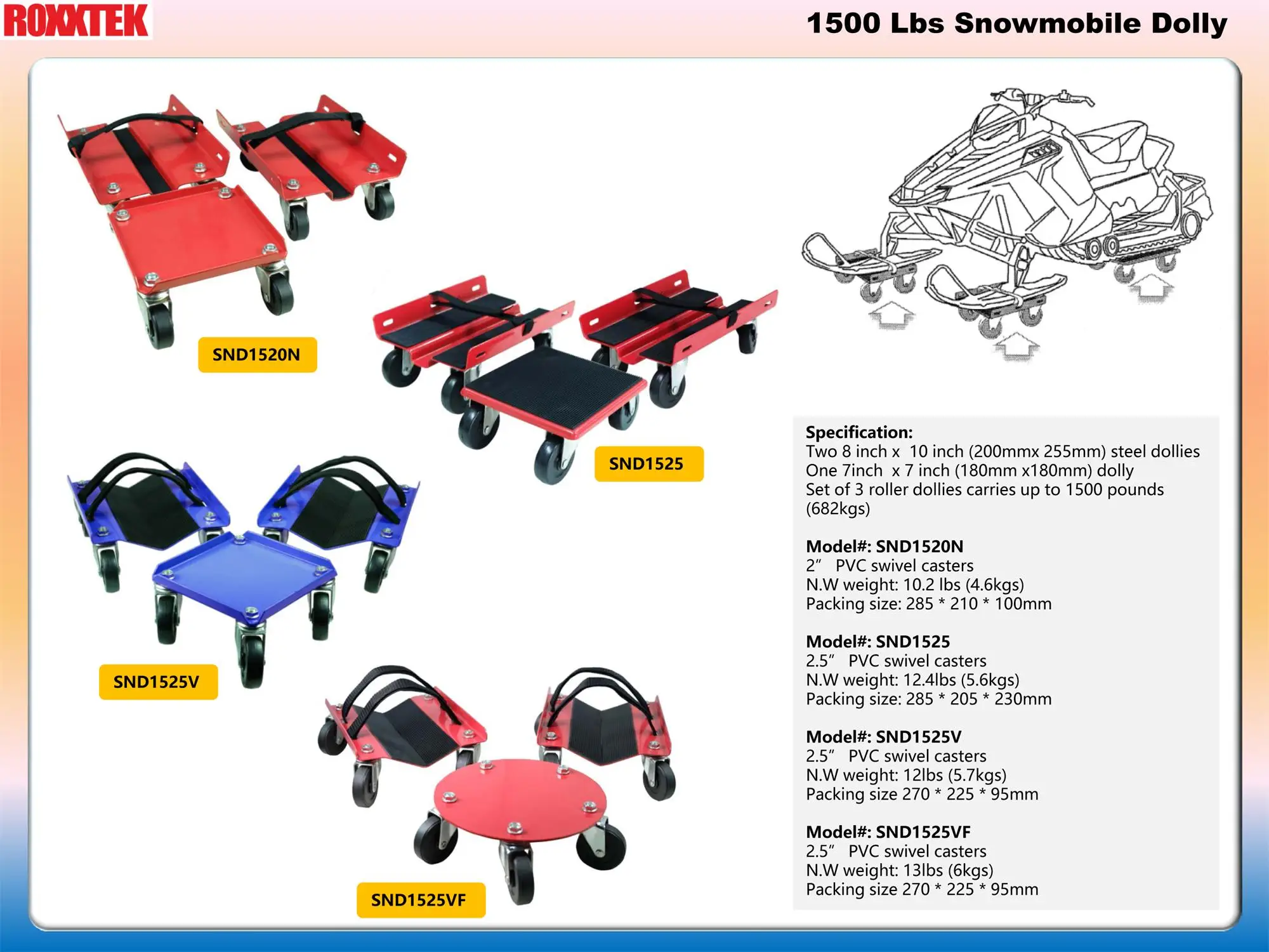 SND1525H 1500 Lbs Snowmobile Dolly