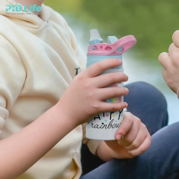 PYD Life Custom 17 oz 500 ml Blank Sippy Cups Sublimation Tumblers Kids Aluminum Baby Water Bottle for Kids