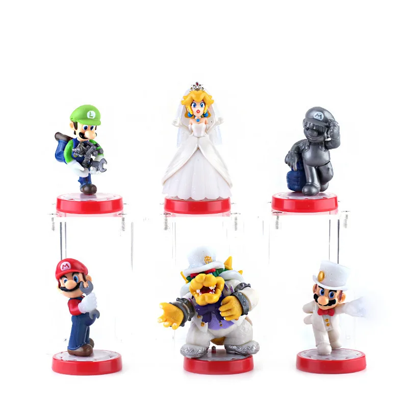 6pcs/set Mario Warrior Figure Doll Cake Topper Bowser PVC Action Movie Bros Toy