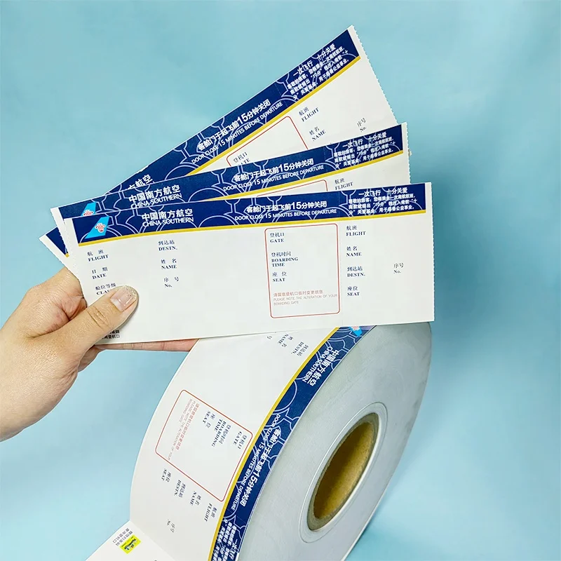 Wholesale printing thermal boarding pass air booking airplane flight tickets luggage tags movie travel ticket