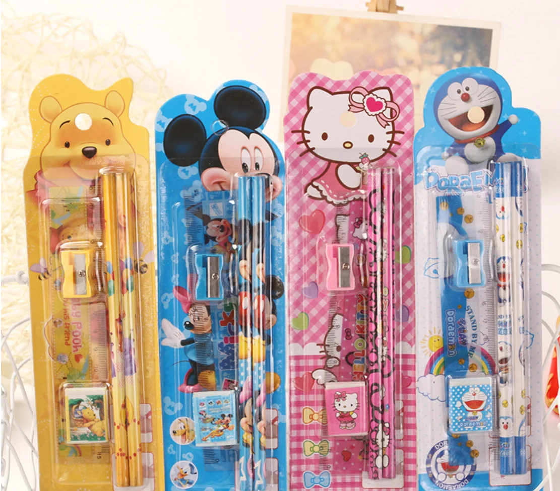 Baby Pencil Stationary Set Boys kindergarten Kids Book Writing Student Lovely Sharpener