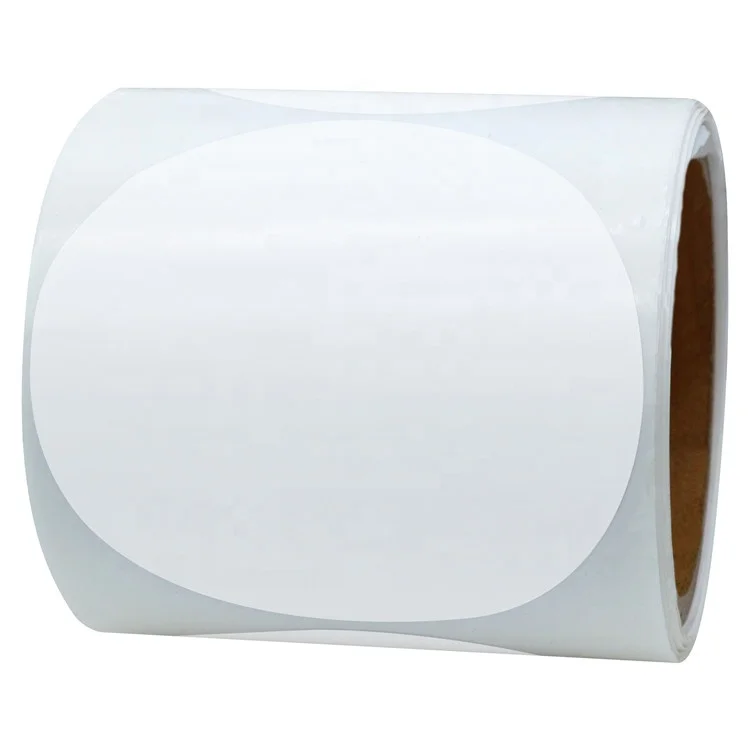 Hybsk  White Color Coding Dot Blank Labels Semi Gloss Paper Stickers (4 inch)