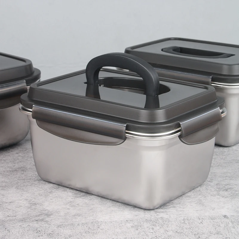 Hongyuan Large Capacity Airtight Stainless Steel Leakproof Food Storage Container Box Set With Lock Lid Bento Box Container