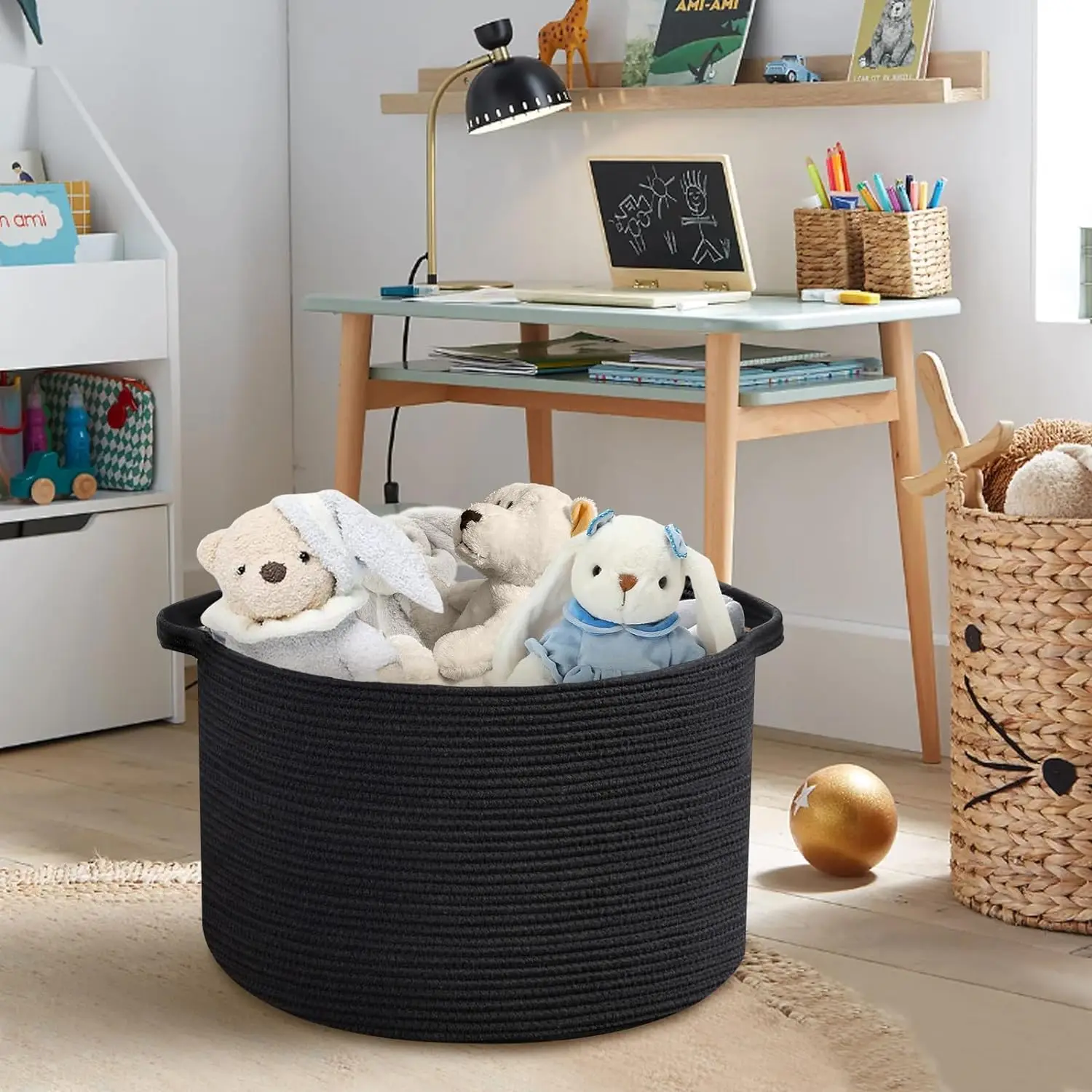 2024 Wholesale Cotton Rope Storage Basket Fabric Cloth Bedroom Accessories Used as Laundry Basket